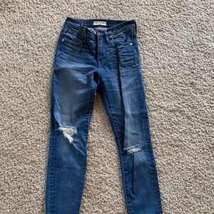 Madewell Dark Blue Distressed Skinny Jeans